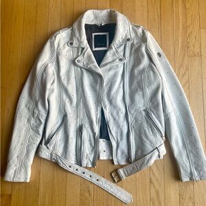 White and Silver Leather Jacket❗️Detailed